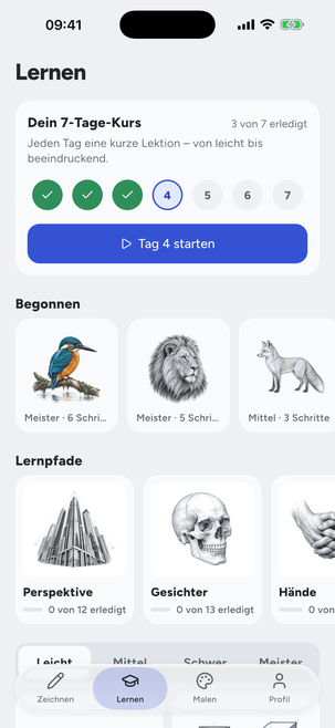 Der 7-Tage-Kurs und die Lernpfade
