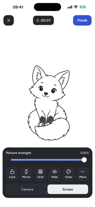 Tracing with the picture strength slider