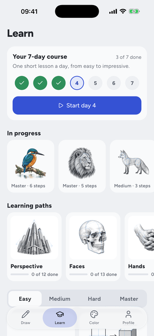 The 7-day course and learning paths